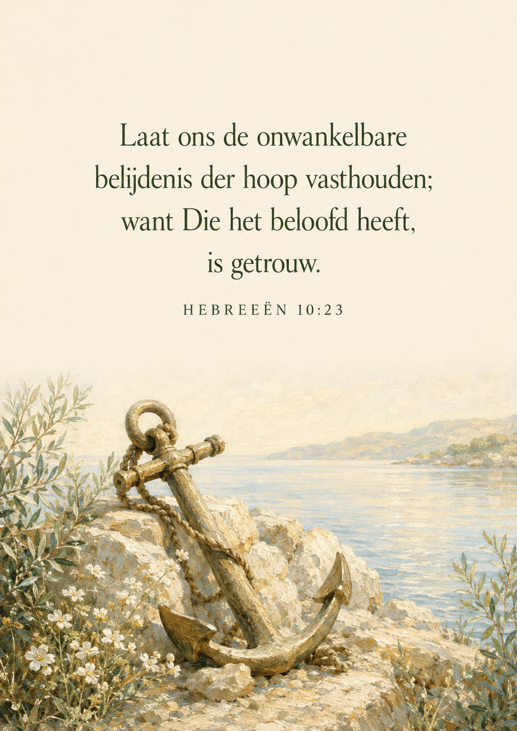 Antiek anker aan stil water